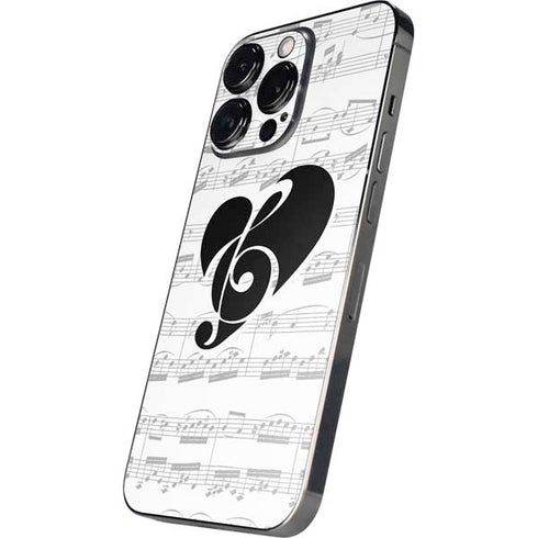 BW Musical Notes iPhone 14 Pro Skin